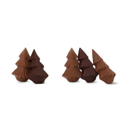 Solid chocolate and caramel spruce trees from the Enchanted Forest.