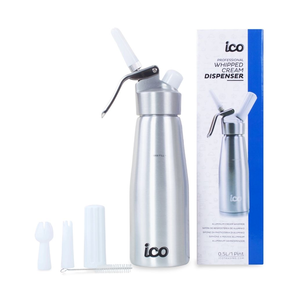 ICO Professional Aluminum Whipped Cream Maker Dispenser (1 Pint/0.5L)